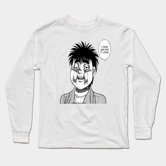 Hajime no Ippo - Ippo Makunouchi with Funny Injured Face Long Sleeve T-Shirt by BadassManga